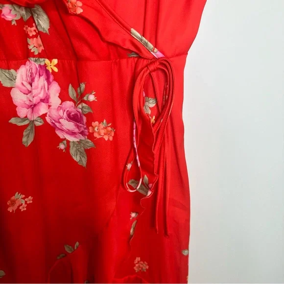 NWT Altar’d State Red Floral Faux Wrap Midi Dress - Picture 7 of 10